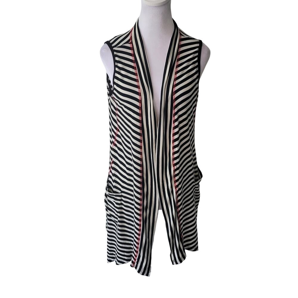 Parsley & Sage Size S Sleeveless Cardigan Open Front Striped Vest Striped Hi-Low